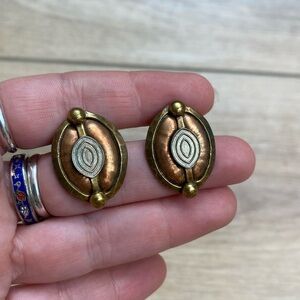 Vintage‎ Marjorie Baer Brutalist Copper Stud Earrings